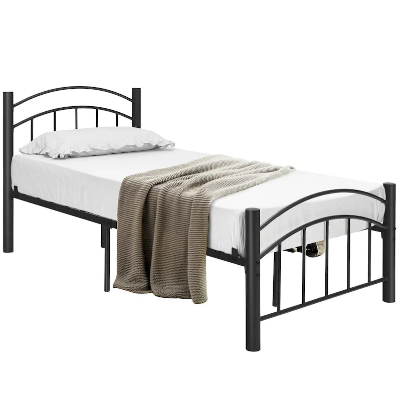 Estructura de cama de metal negro – Individual / Matrimonial, 1 persona