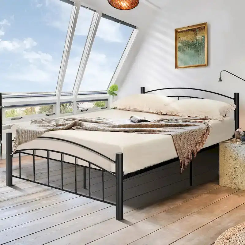 Estructura de cama de metal negro – Individual / Matrimonial, 1 persona