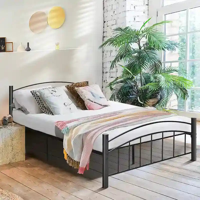 Estructura de cama de metal negro – Individual / Matrimonial, 1 persona