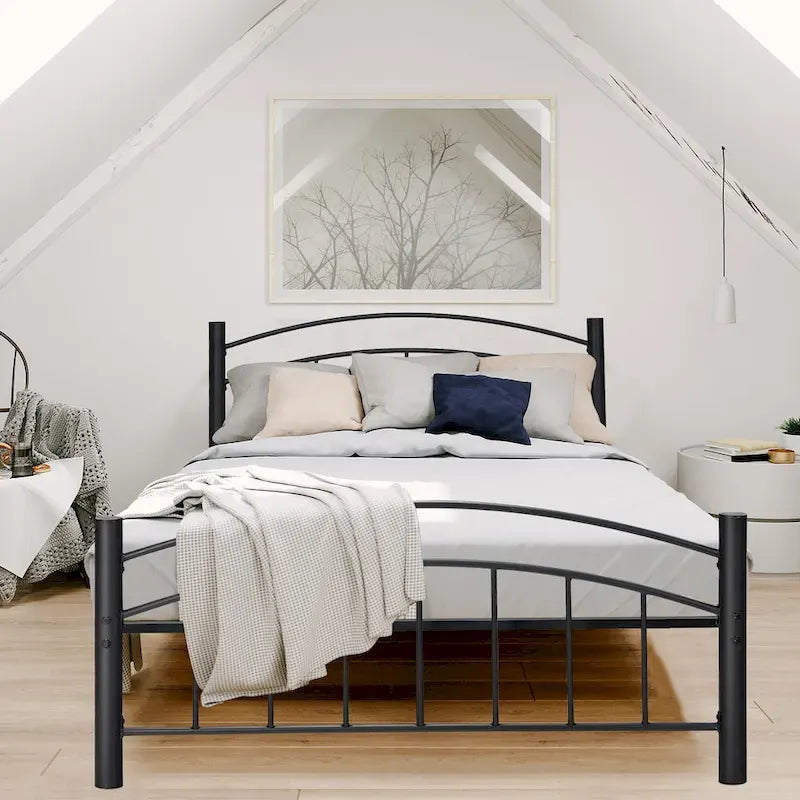 Estructura de cama de metal negro – Individual / Matrimonial, 1 persona