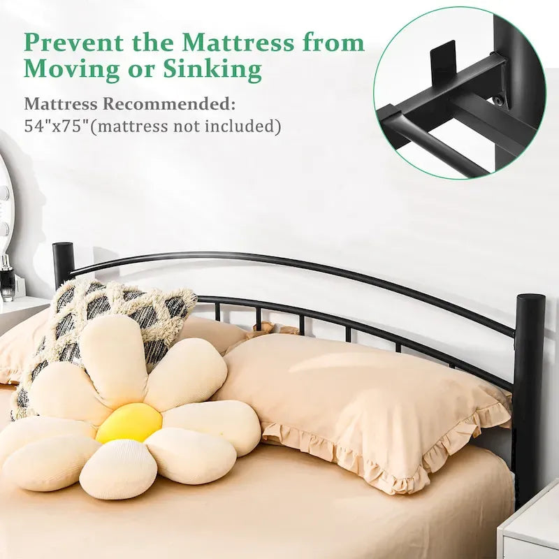 Estructura de cama de metal negro – Individual / Matrimonial, 1 persona
