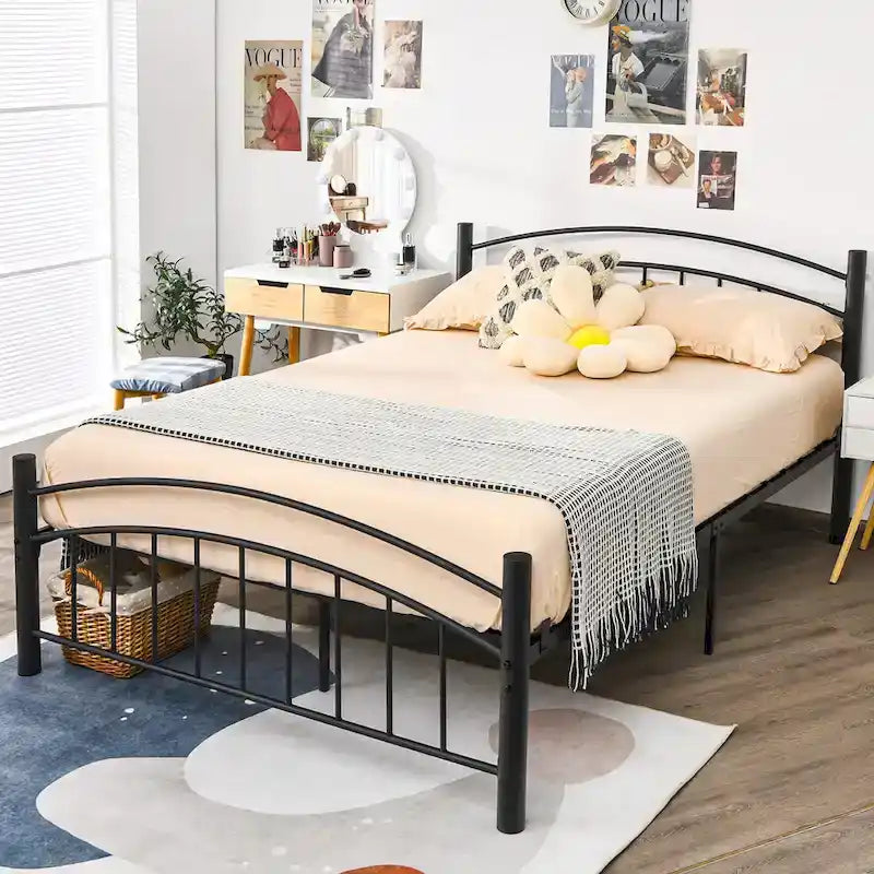 Estructura de cama de metal negro – Individual / Matrimonial, 1 persona