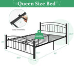 Estructura de cama de metal negro – Individual / Matrimonial, 1 persona