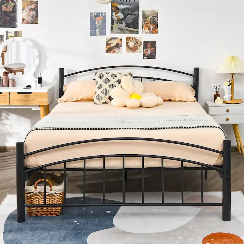 Estructura de cama de metal negro – Individual / Matrimonial, 1 persona