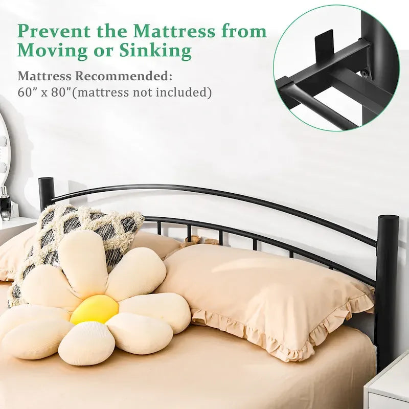 Estructura de cama de metal negro – Individual / Matrimonial, 1 persona
