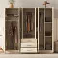 Armario de 6 puertas y 3 cajones, color marrón/gris/blanco – Para 1-2 usuarios