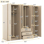 Armario de 6 puertas y 3 cajones, color marrón/gris/blanco – Para 1-2 usuarios