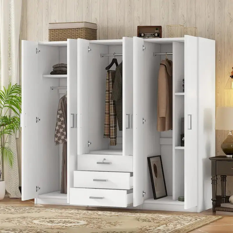 Armario de 6 puertas y 3 cajones, color marrón/gris/blanco – Para 1-2 usuarios
