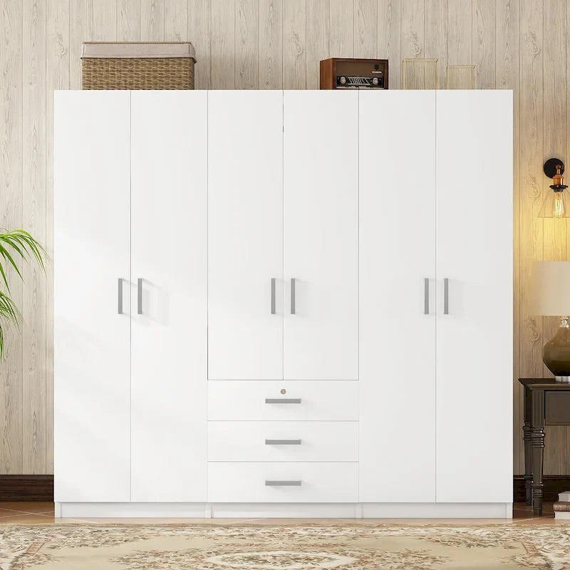 Armario de 6 puertas y 3 cajones, color marrón/gris/blanco – Para 1-2 usuarios