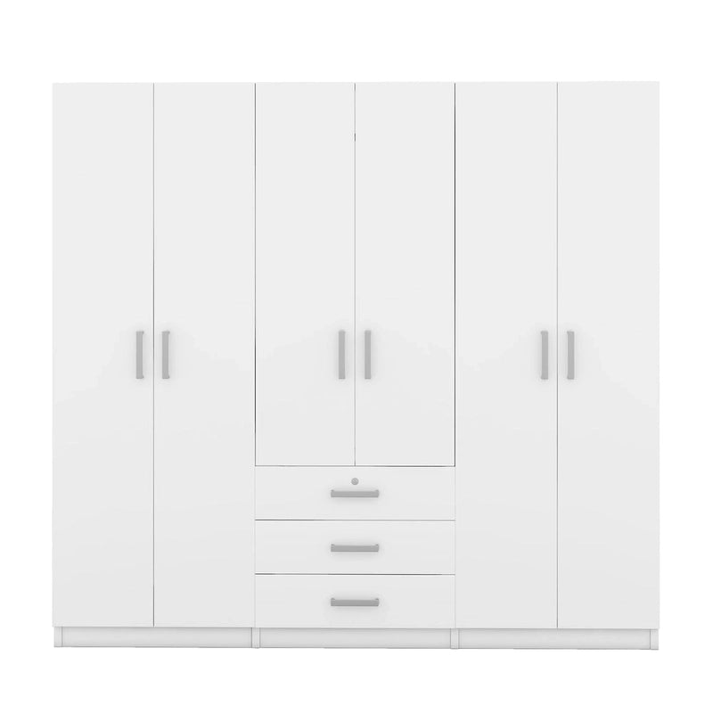 Armario de 6 puertas y 3 cajones, color marrón/gris/blanco – Para 1-2 usuarios