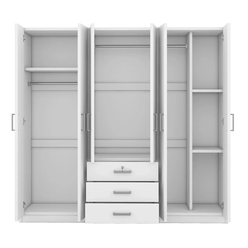 Armario de 6 puertas y 3 cajones, color marrón/gris/blanco – Para 1-2 usuarios