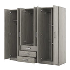 Armario de 6 puertas y 3 cajones, color marrón/gris/blanco – Para 1-2 usuarios