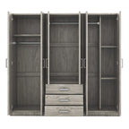 Armario de 6 puertas y 3 cajones, color marrón/gris/blanco – Para 1-2 usuarios