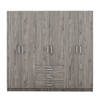 Armario de 6 puertas y 3 cajones, color marrón/gris/blanco – Para 1-2 usuarios