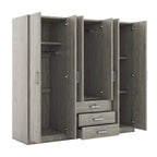 Armario de 6 puertas y 3 cajones, color marrón/gris/blanco – Para 1-2 usuarios