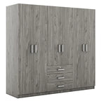 Armario de 6 puertas y 3 cajones, color marrón/gris/blanco – Para 1-2 usuarios