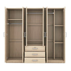 Armario de 6 puertas y 3 cajones, color marrón/gris/blanco – Para 1-2 usuarios