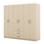 Armario de 6 puertas y 3 cajones, color marrón/gris/blanco – Para 1-2 usuarios