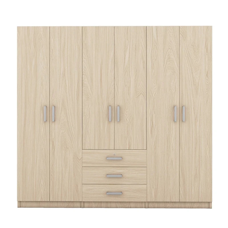 Armario de 6 puertas y 3 cajones, color marrón/gris/blanco – Para 1-2 usuarios