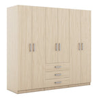 Armario de 6 puertas y 3 cajones, color marrón/gris/blanco – Para 1-2 usuarios