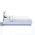 Cama de plataforma LED contemporánea blanca – para 1 o 2 personas