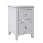 Mesita de noche blanca/gris de 2 cajones – Pino y MDF, uso individual