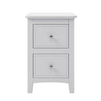 Mesita de noche blanca/gris de 2 cajones – Pino y MDF, uso individual
