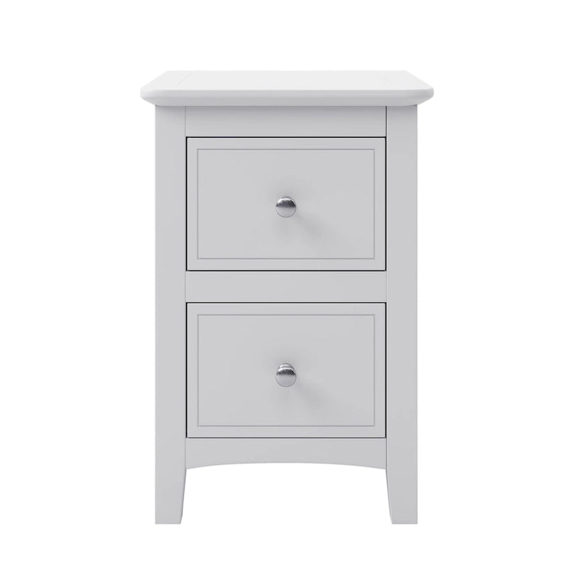 Mesita de noche blanca/gris de 2 cajones – Pino y MDF, uso individual