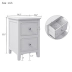 Mesita de noche blanca/gris de 2 cajones – Pino y MDF, uso individual