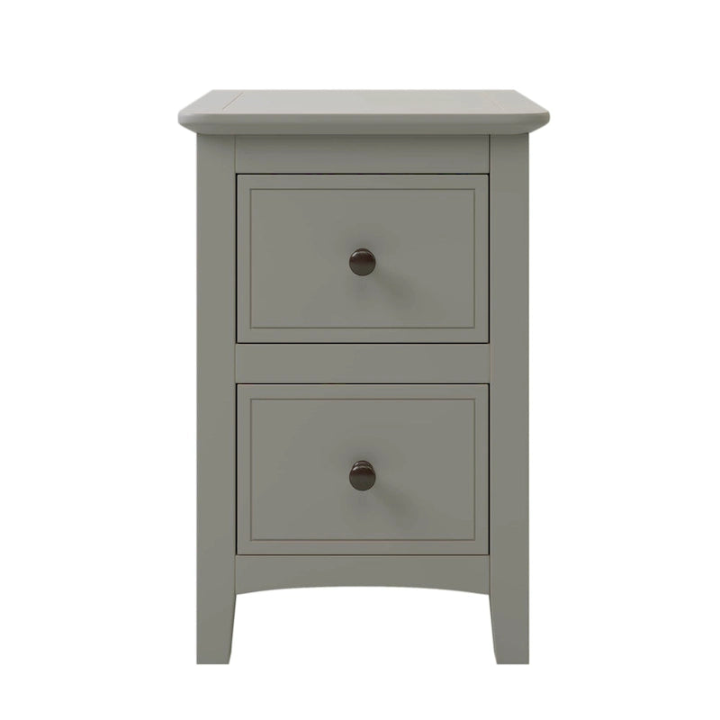 Mesita de noche blanca/gris de 2 cajones – Pino y MDF, uso individual