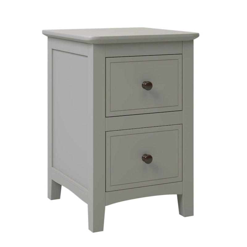 Mesita de noche blanca/gris de 2 cajones – Pino y MDF, uso individual