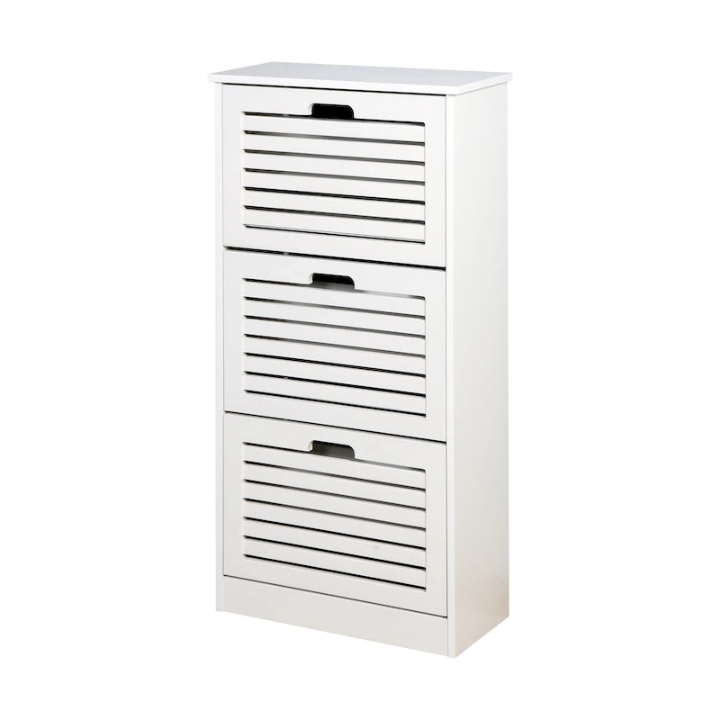 Zapatero Blanco con Puerta Abatible, 3 Cajones, 2 Personas