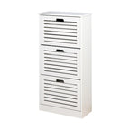 Zapatero Blanco con Puerta Abatible, 3 Cajones, 2 Personas