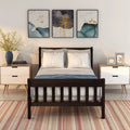 Cama de plataforma individual de madera maciza de Espresso/Blanco/Roble con cabecero y piecero, tamaño Twin