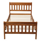 Cama de plataforma individual de madera maciza de Espresso/Blanco/Roble con cabecero y piecero, tamaño Twin