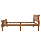 Cama de plataforma individual de madera maciza de Espresso/Blanco/Roble con cabecero y piecero, tamaño Twin