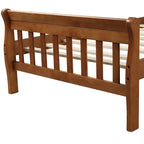 Cama de plataforma individual de madera maciza de Espresso/Blanco/Roble con cabecero y piecero, tamaño Twin