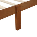 Cama de plataforma individual de madera maciza de Espresso/Blanco/Roble con cabecero y piecero, tamaño Twin