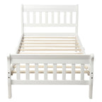 Cama de plataforma individual de madera maciza de Espresso/Blanco/Roble con cabecero y piecero, tamaño Twin