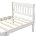 Cama de plataforma individual de madera maciza de Espresso/Blanco/Roble con cabecero y piecero, tamaño Twin