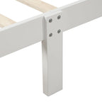 Cama de plataforma individual de madera maciza de Espresso/Blanco/Roble con cabecero y piecero, tamaño Twin