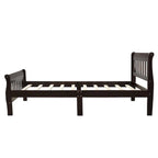 Cama de plataforma individual de madera maciza de Espresso/Blanco/Roble con cabecero y piecero, tamaño Twin