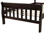Cama de plataforma individual de madera maciza de Espresso/Blanco/Roble con cabecero y piecero, tamaño Twin