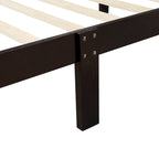 Cama de plataforma individual de madera maciza de Espresso/Blanco/Roble con cabecero y piecero, tamaño Twin