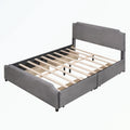 Cama de plataforma tapizada gris/verde/azul/beige con cajones de almacenamiento, para 2 personas