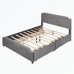 Cama de plataforma tapizada gris/verde/azul/beige con cajones de almacenamiento, para 2 personas