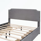 Cama de plataforma tapizada gris/verde/azul/beige con cajones de almacenamiento, para 2 personas
