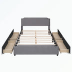 Cama de plataforma tapizada gris/verde/azul/beige con cajones de almacenamiento, para 2 personas