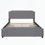Cama de plataforma tapizada gris/verde/azul/beige con cajones de almacenamiento, para 2 personas