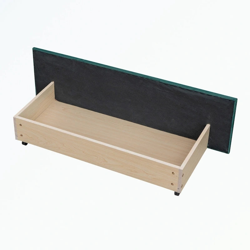 Cama de plataforma tapizada gris/verde/azul/beige con cajones de almacenamiento, para 2 personas